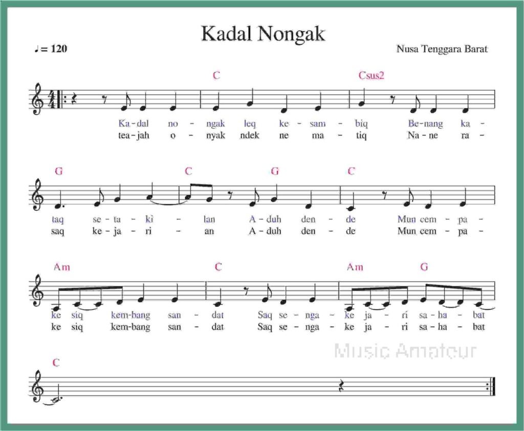 Kadal Nongak Lagu Daerah  Berasal Dari Nusa Tenggara Barat