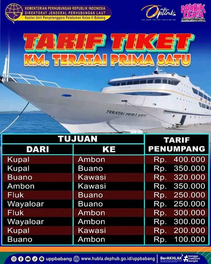 harga tiket kapal km teratai prima 1