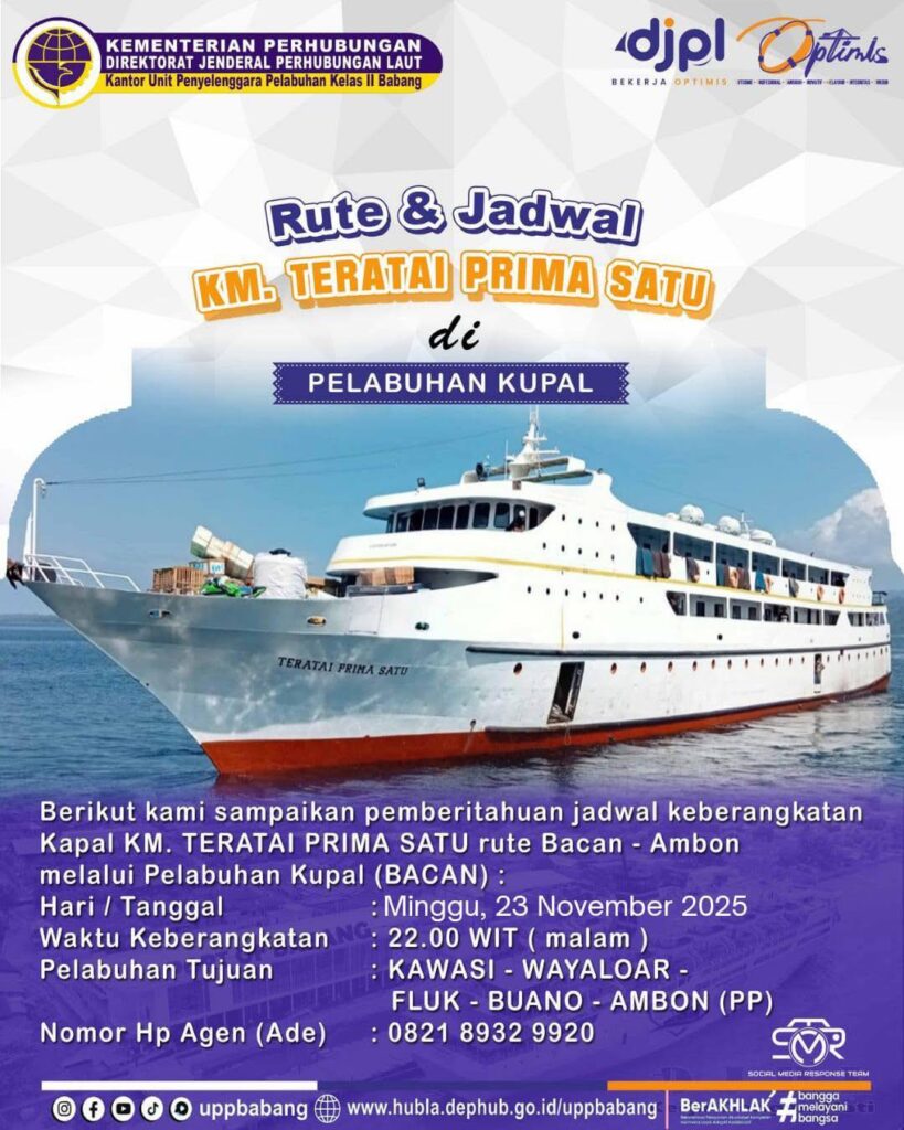 jadwal kapal km prima satu dari kupal bacan